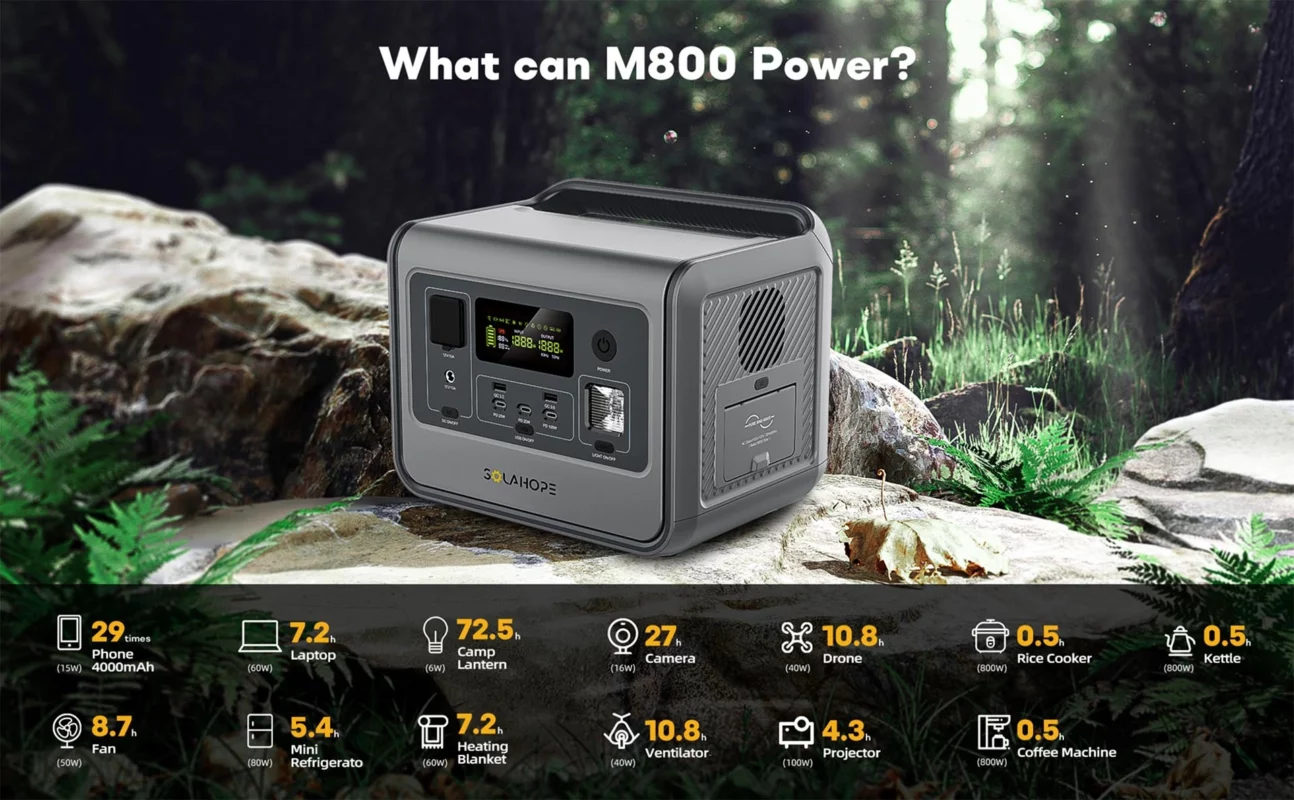 Solahope M800 Portable Power Station 800w power 512wh capacity