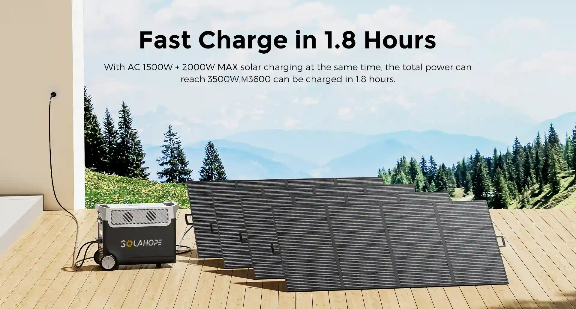 solahope M3600 portable power station, full charge time 1.5hour