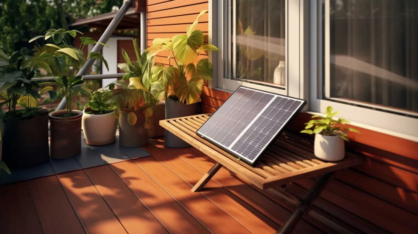 Solar Panel on a Balcony: A photo showing a solar panel installed on an apartment balcony. solahope