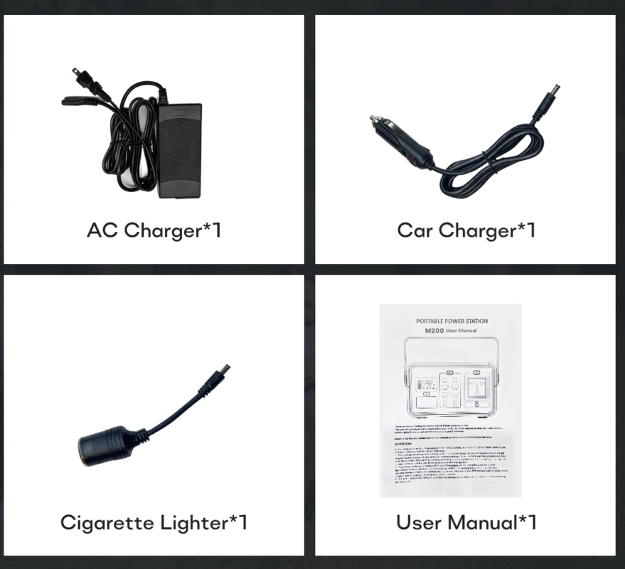 solahope m200 portable power station packing list